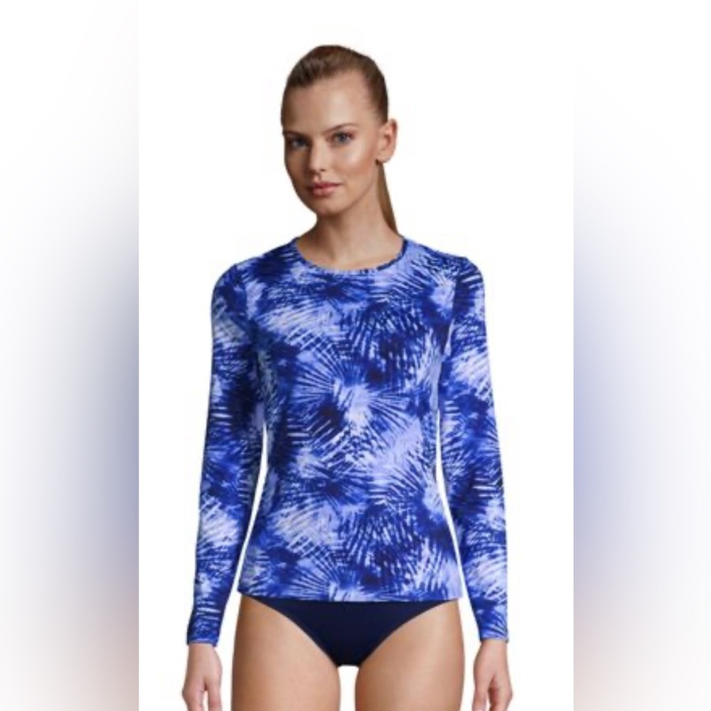 Women's Crew Neck Long Sleeve UPF 50 Sun Protection Modest Swim Tee-NWT - Picture 3 of 5